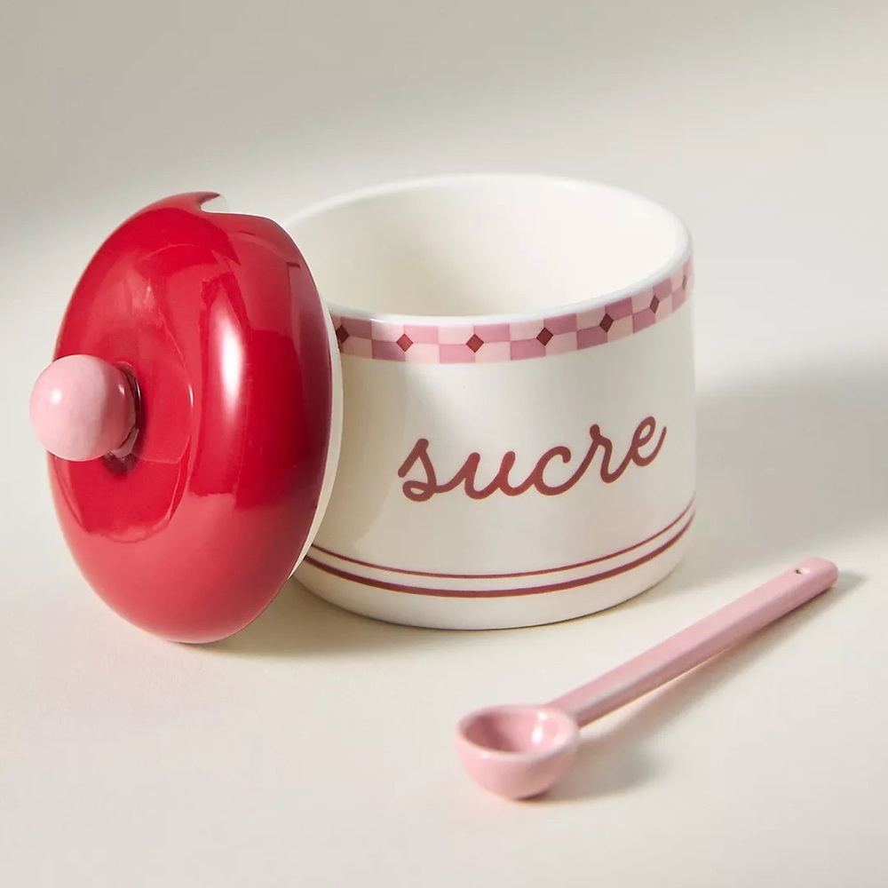 ANTHROPOLOGIE NWT cafe Violette hand painted stoneware sugar bowl